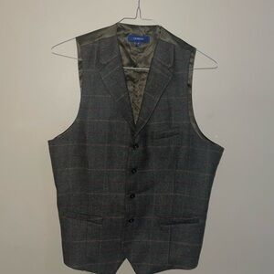 Gioberti men’s tweed plaid formal suit vest size M
